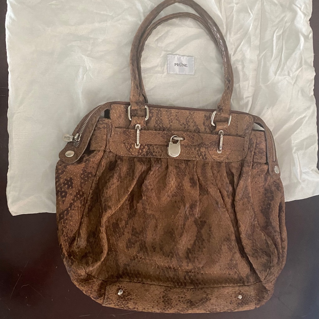 Prune Snakeskin Shoulder Hobo Bag
